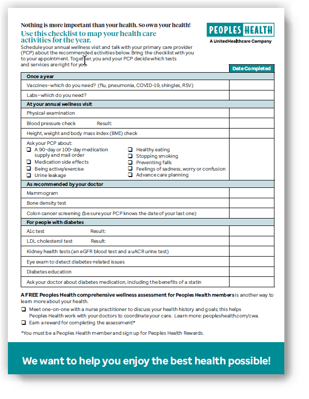 Preventive Care Checklist